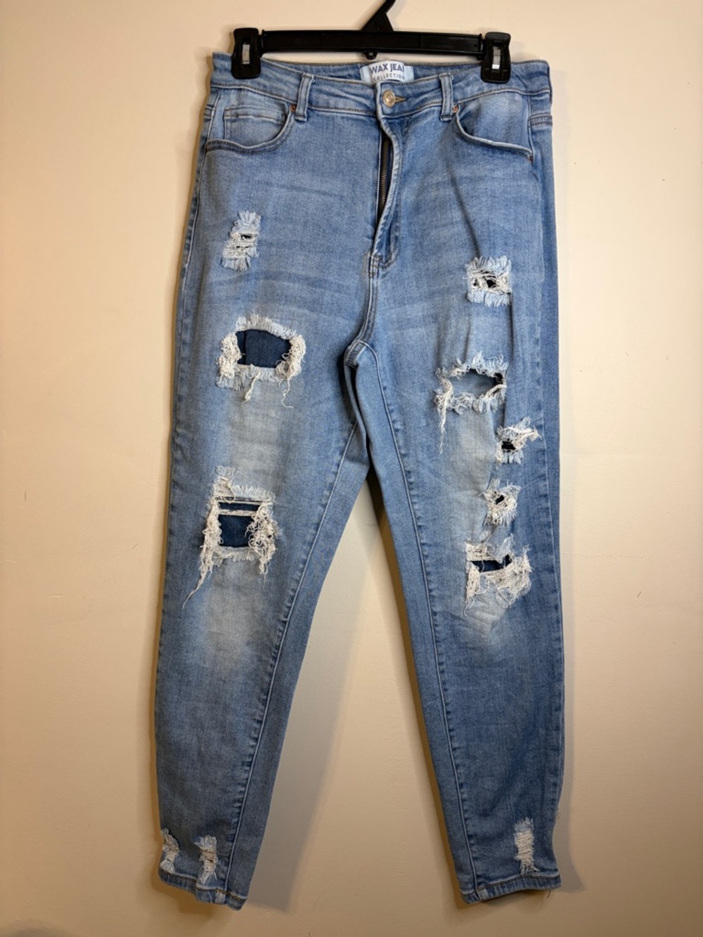 Wax Jean Medium Blue Ripped Distressed Boyfriend Jeans Size 13 31 EUC #409